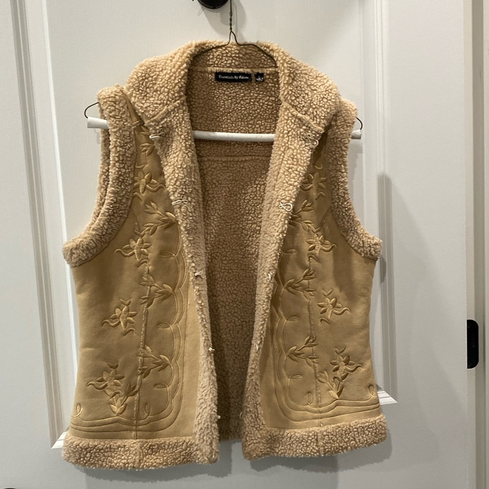 Essentials By Milano Tan Faux Fur Vest